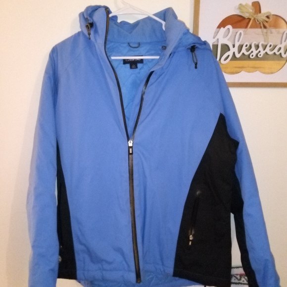 Land's End woman's size L blue and black winter coat - Picture 1 of 5